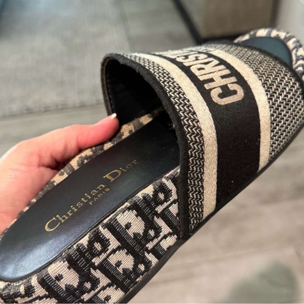 Dior Black and Cream Slip-On Sandal